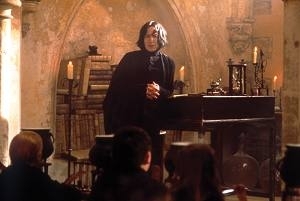 Alan Rickman in a scene from the movie Harry Potter and the Philosopher's Stone